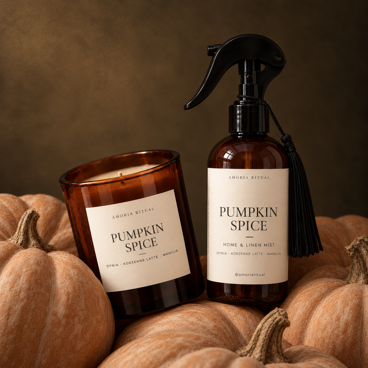 Zestaw Home Spray + świeca 280 ml AMORIA | Pumpkin Spice