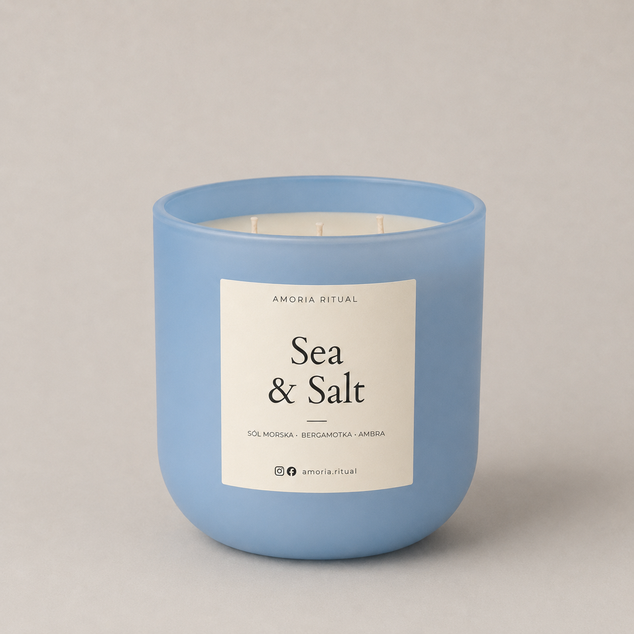 Świeca zapachowa AMORIA | SEA & SALT – premium, ręcznie robiona 600ml
