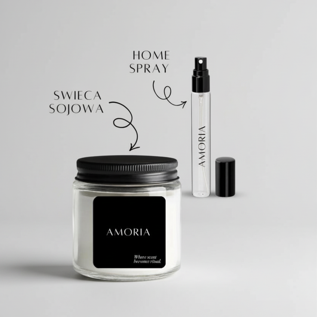 Zestaw zapachowy AMORIA | Świeca 150 ml + Home Spray 10 ml