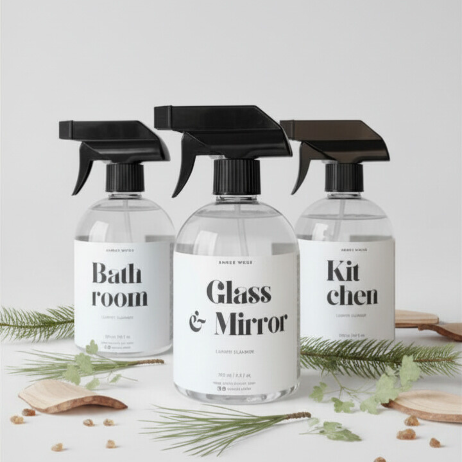 Zestaw Amber Wood - Luxury Glass & Mirror Cleaner | Luxury Bathroom Cleaner | Luxury Kitchen Cleaner