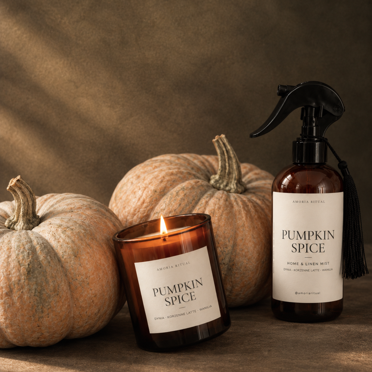 Zestaw Home Spray + świeca 280 ml AMORIA | Pumpkin Spice