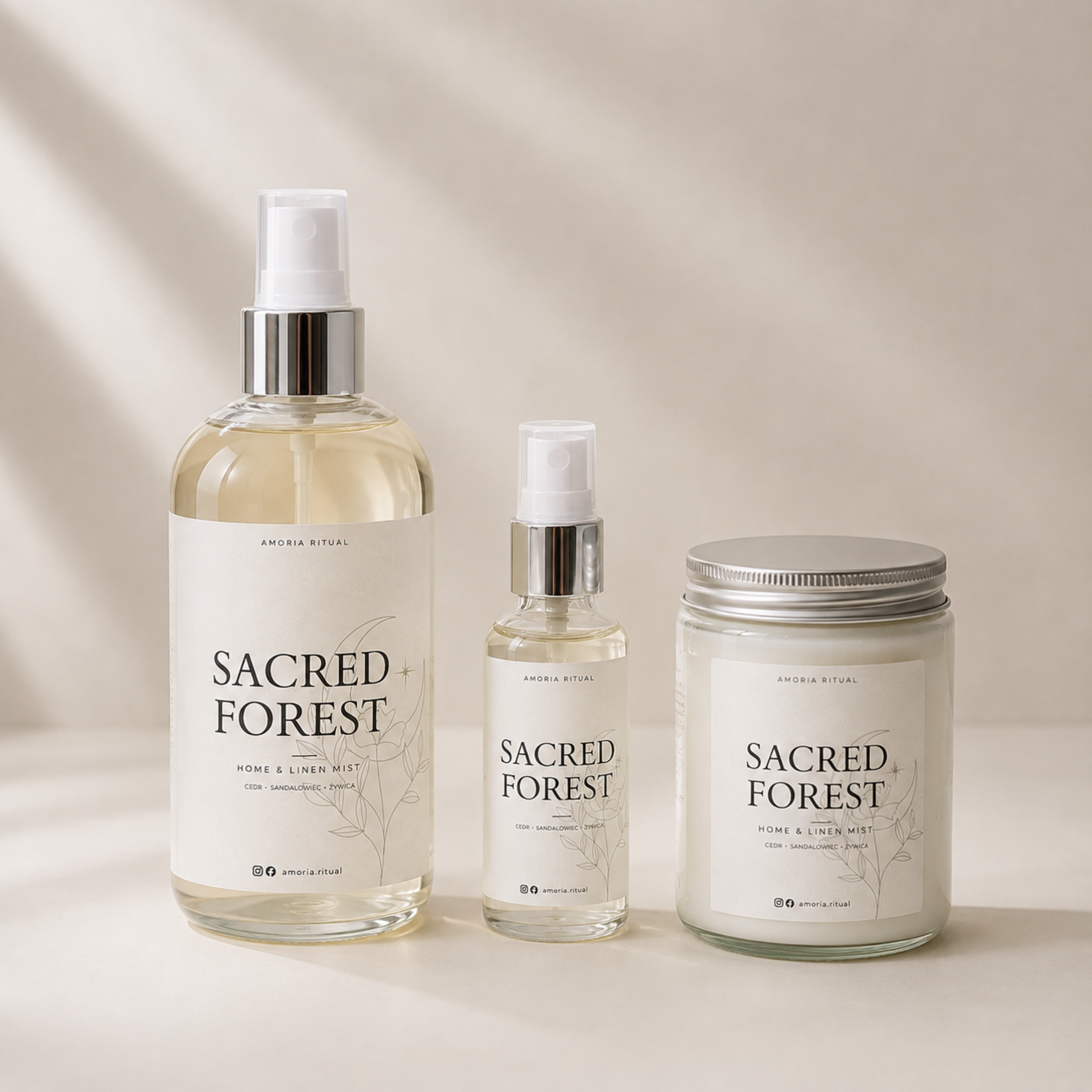 ZESTAW PREZENTOWY SACRED FOREST - Home spray 250ml + 50ml, świeca 250ml