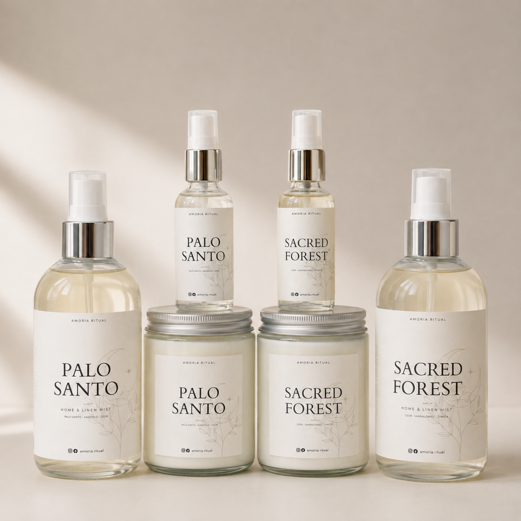 ZESTAW PREZENTOWY XL Home spray x 4 + świeca x 2| PALO SANTO i SACRED FOREST