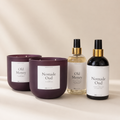 ZESTAW Prezentwy XXL 2xŚwieca zapachowa 600ml + 2xHome Spray 250ml AMORIA | NOMADE OUD&OLD MONEY